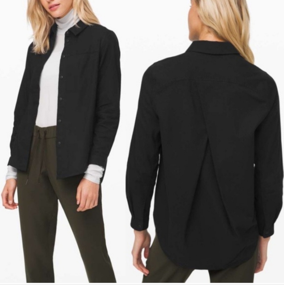 Lululemon Full Day Adead Cotton Black button up